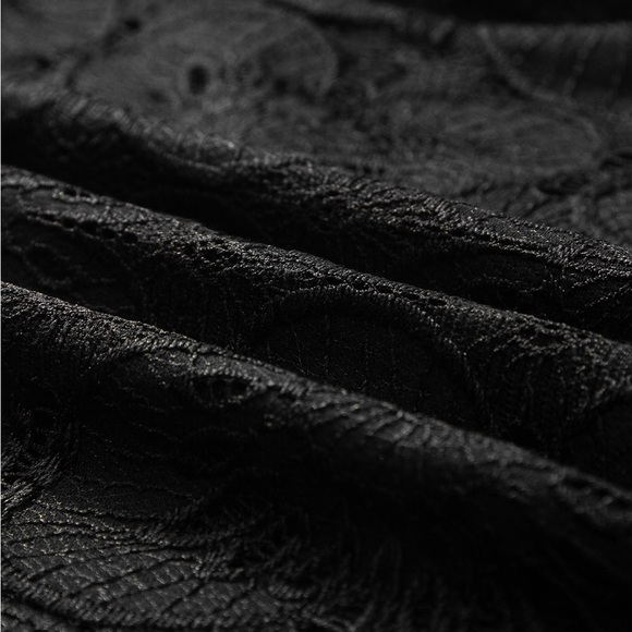 Black Flower Eyelet Jacquard Keyhole Flounce
Sleeve Top Bohemian Blouse - Picture 8 of 9